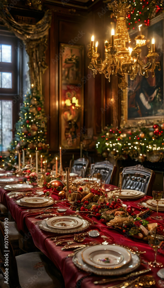 festive table with fireworks, Christmas photography, festive mood festive table with fireworks, Christmas photography, festive mood