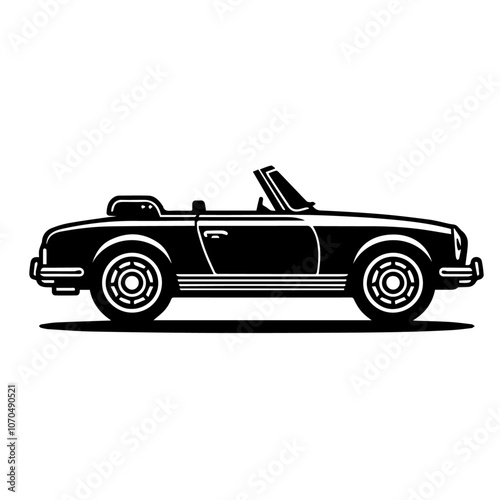 Classic Convertible Car Vector Icon - Vintage Cabriolet Silhouette for Retro Auto Design