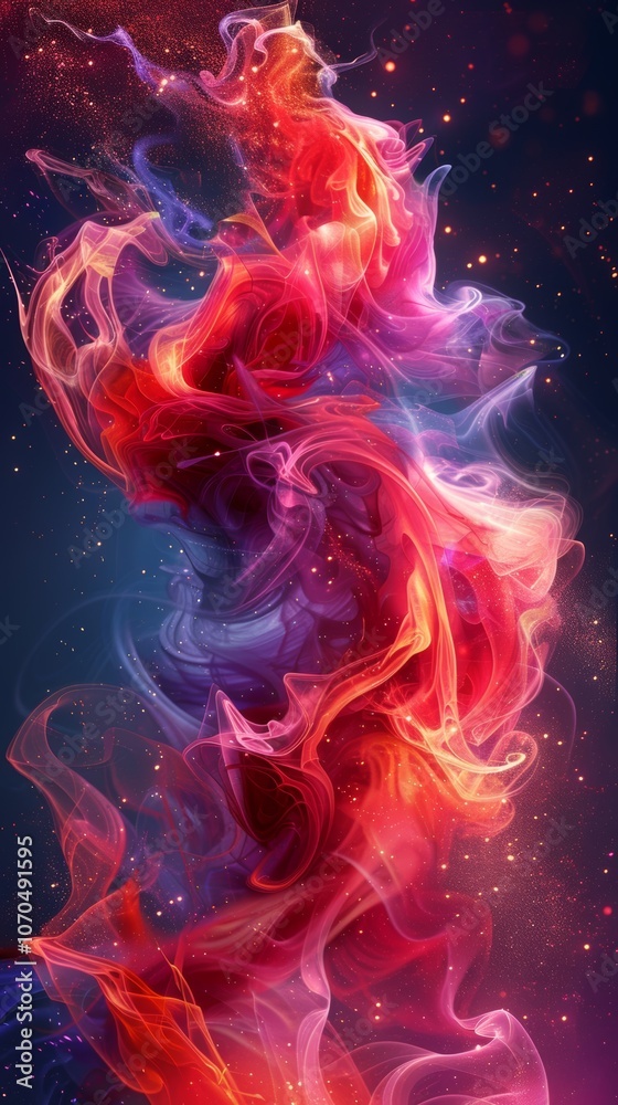 Luminous lines weave a vibrant tapestry of color and light, creating a mesmerizing visual experience with swirling reds, blues, and purples in an abstract cosmic setting Luminous lines weave a vibrant tapestry of color and light, creating a mesmerizing visual experience with swirling reds, blues, and purples in an abstract cosmic setting