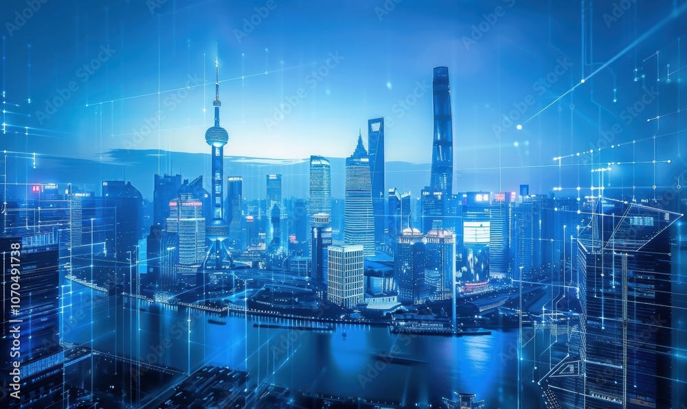 现代化中国上海科技智慧城市大楼背景壁纸 现代化中国上海科技智慧城市大楼背景壁纸