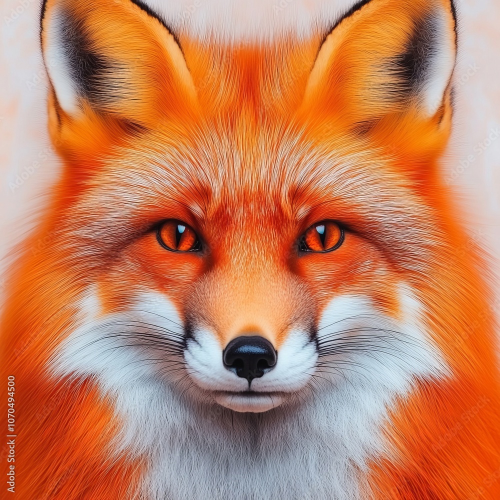Fototapeta premium Close-up portrait of a red fox with intense amber eyes.