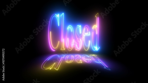 CLOSED written with shadow light on a black background. Concept of business or store closed because a recession time.