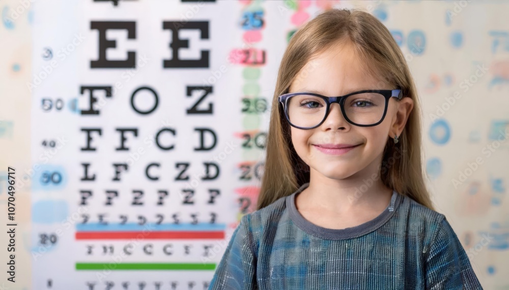 Child Wearing Eyeglasses Emphasizing Nearsightedness Prevention Child Wearing Eyeglasses Emphasizing Nearsightedness Prevention