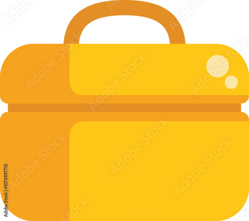This illustration features a yellow lunch box, ideal for depicting back to school, work lunches, or healthy eating habits