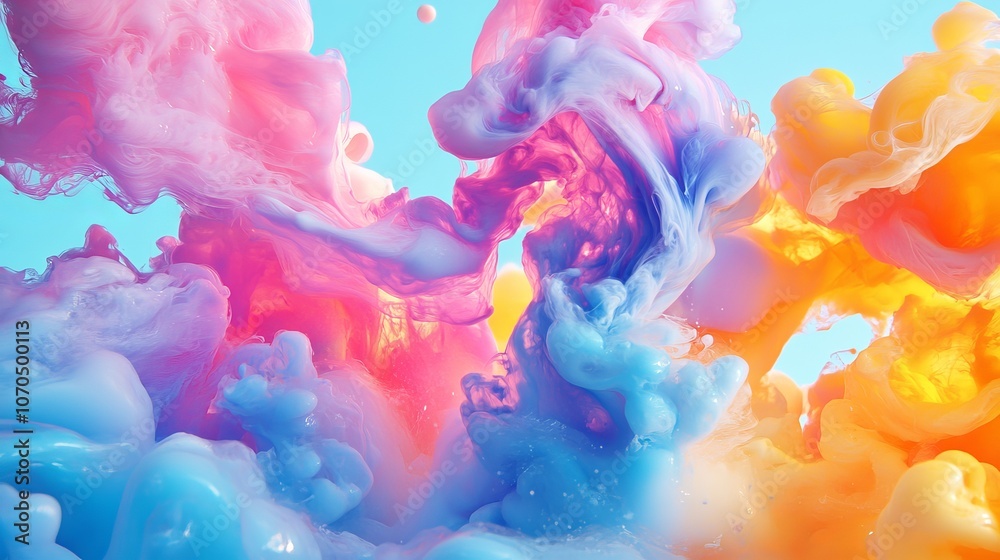 Obraz premium A psychedelic background created by swirling ink into milk, forming vibrant, fluid patterns.