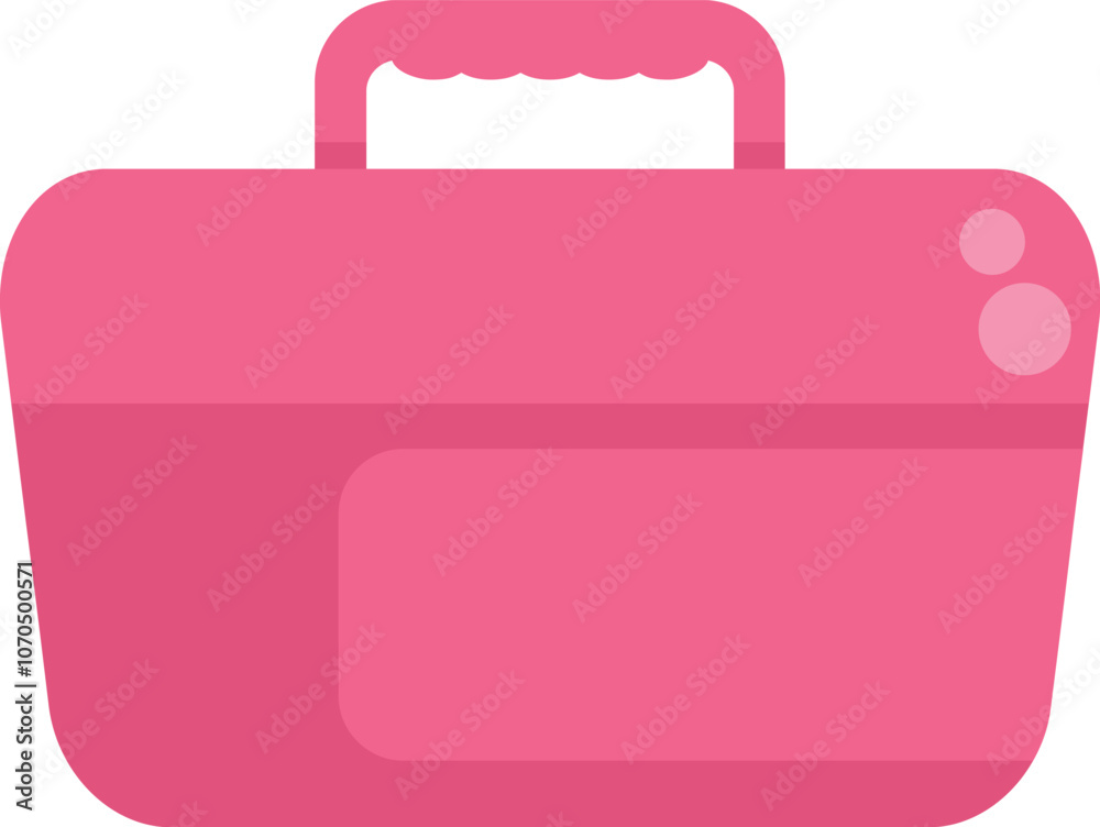 This flat vector illustration features a pink lunch bag with a handle, perfect for carrying food This flat vector illustration features a pink lunch bag with a handle, perfect for carrying food