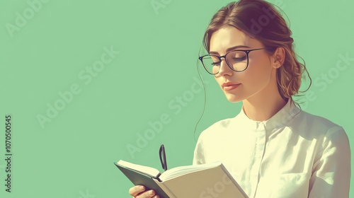 Woman in White Shirt Reading a Book