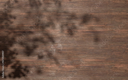 Wooden texture table top view with trees shadows and sunlight. cozy summer background with shadows and sunlight. wood background table copy space