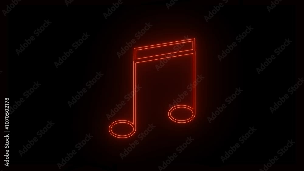  Glowing neon line audio music player icon animation with dark background.