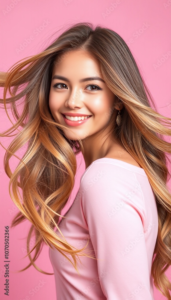 Beautiful Woman with Long Flowing Hair, Portrait Beautiful Woman with Long Flowing Hair, Portrait