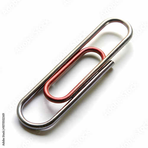 A simple paper clip placed on a white background