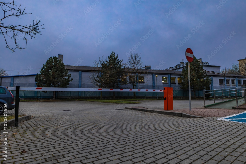 Parking spaces for disabled people, a ramp for wheelchairs