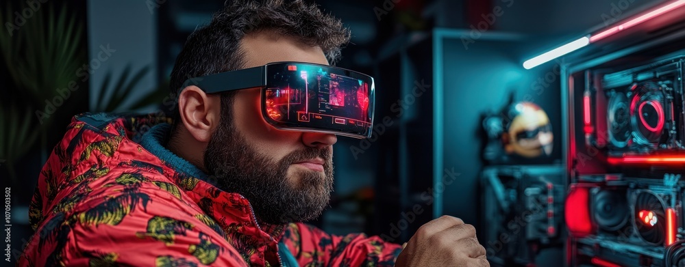 Fototapeta premium Employee Using Augmented Reality Technology in Office