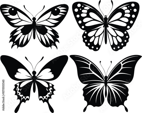 set of Butterfly silhouette butterfly silhouette icon vector illustration 