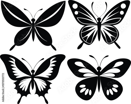 set of Butterfly silhouette butterfly silhouette icon vector illustration 