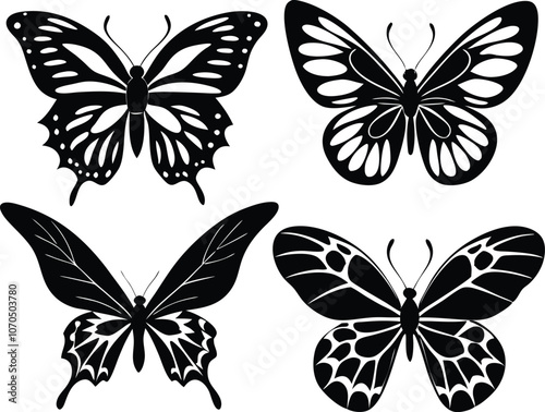 set of Butterfly silhouette butterfly silhouette icon vector illustration 