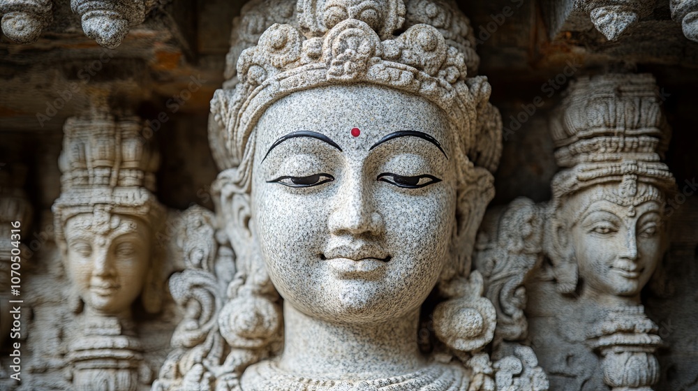 Serene Hindu Deity Carving in Sacred Temple Art Serene Hindu Deity Carving in Sacred Temple Art