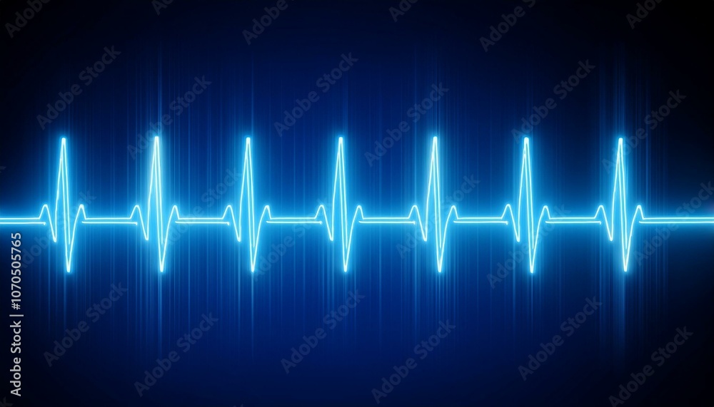 Neon heartbeat pulse line glowing in blue, symbolizing life and health, ideal for medical-themed websites or wellness campaigns Neon heartbeat pulse line glowing in blue, symbolizing life and health, ideal for medical-themed websites or wellness campaigns