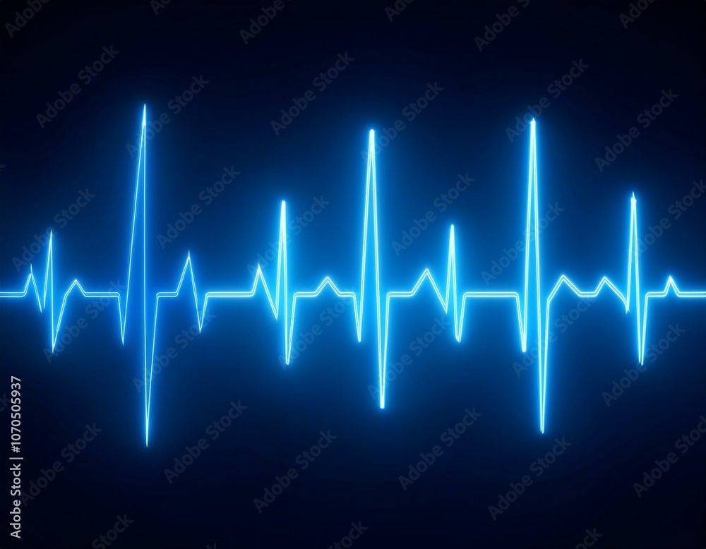 Neon heartbeat pulse line glowing in blue, symbolizing life and health, ideal for medical-themed websites or wellness campaigns Neon heartbeat pulse line glowing in blue, symbolizing life and health, ideal for medical-themed websites or wellness campaigns