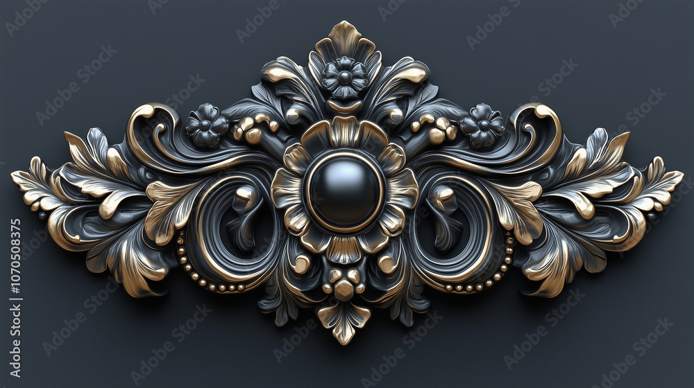 Intricate Ornate Floral Decor with Metallic Gold and Silver Accents