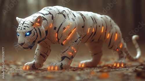 Futuristic Robotic Tiger with Mechanical Details