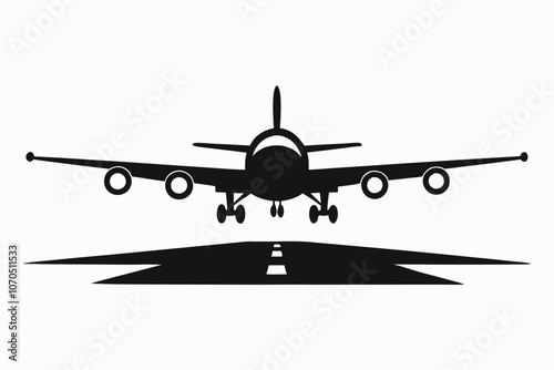 Black silhouette of aircraft icon, vector illustration