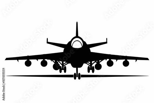 Black silhouette of aircraft icon, vector illustration