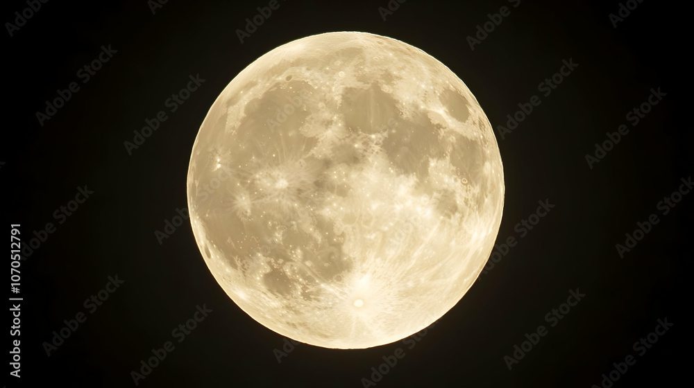 Obraz premium A Full Moon Glowing Brightly in the Night Sky, Illuminating the Dark Canvas with Its Pale Yellow Light