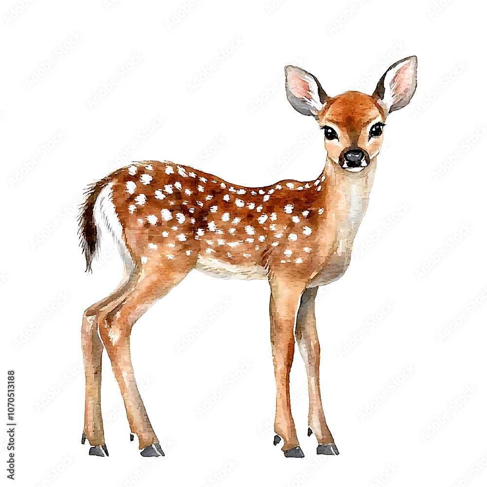 Watercolor Illustration of a Spotted Fawn Deer. Watercolor Illustration of a Spotted Fawn Deer.