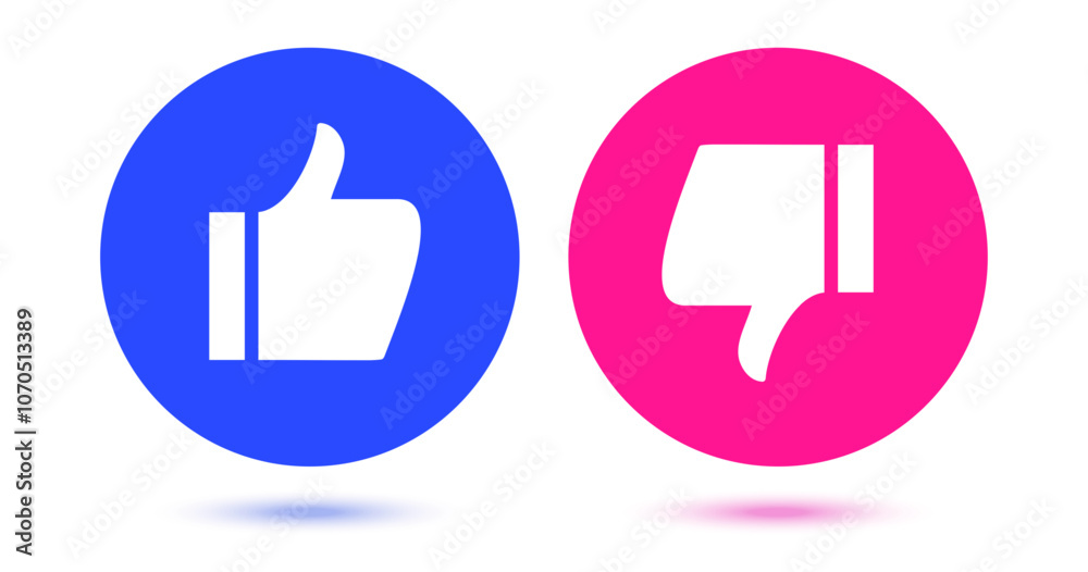 Thumb up and thumb down icon flat style. Like and Dislike icon for social media, marketing, ui, ux, app vector Thumb up and thumb down icon flat style. Like and Dislike icon for social media, marketing, ui, ux, app vector