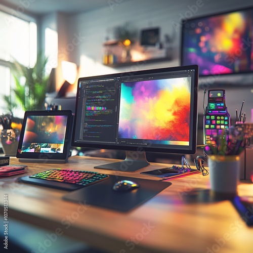 Enhance your creativity with a vibrant digital workspace setup