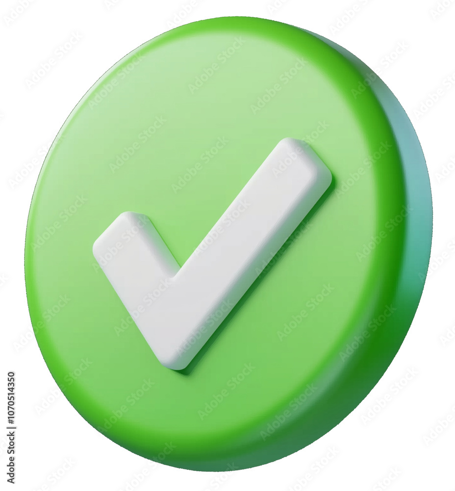 3d check icon, checklist tick, done mark. Vector realistic plastic style checkmark, symbol of selection, confirmation or approval. Green circle with a white tick. Yes button for web design or app, PNG 3d check icon, checklist tick, done mark. Vector realistic plastic style checkmark, symbol of selection, confirmation or approval. Green circle with a white tick. Yes button for web design or app, PNG