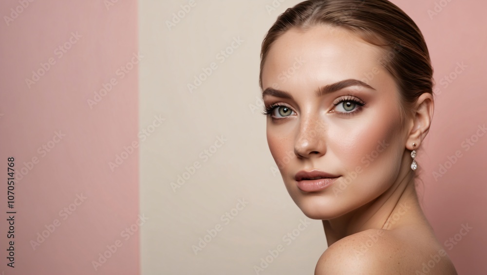 Fototapeta premium Elegant French Beauty with Soft Blush Tone