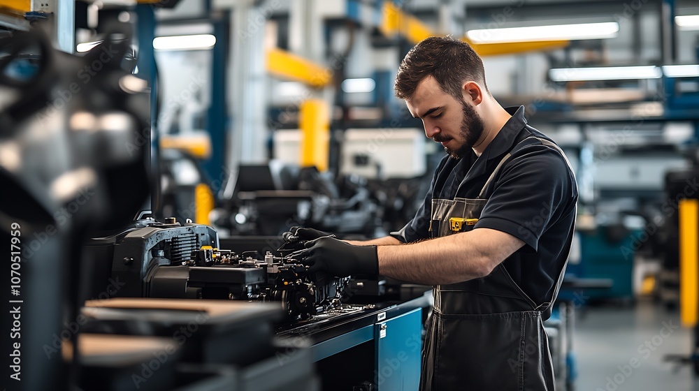 Dedicated Technician Skillfully Repairing Machine Parts in Advanced Industrial Facility : Generative AI Dedicated Technician Skillfully Repairing Machine Parts in Advanced Industrial Facility : Generative AI