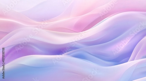 A modern abstract background with light, semi-transparent waves and soft gradients in muted pink, lavender, and sky blue, evoking a gentle, futuristic tone