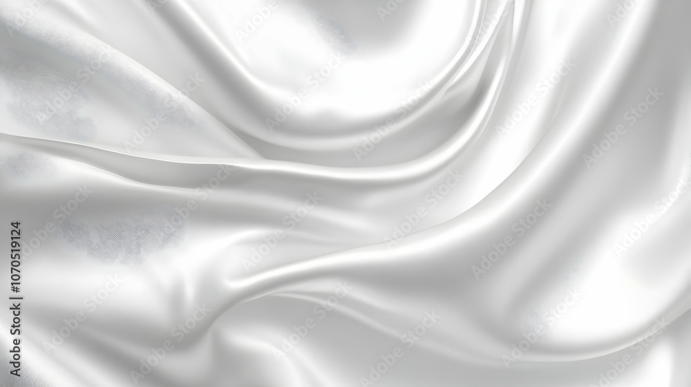 Naklejka premium Abstract White Satin Fabric Draped with Soft, Elegant Folds