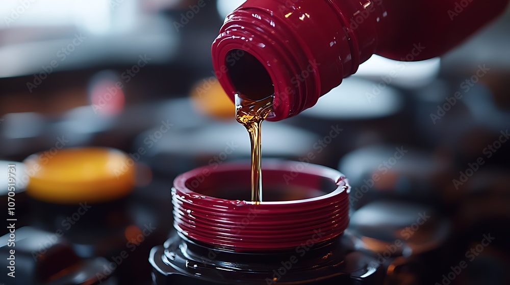 Close-Up of Engine Oil Being Poured into Car Engine for Seamless Automotive Care : Generative AI Close-Up of Engine Oil Being Poured into Car Engine for Seamless Automotive Care : Generative AI