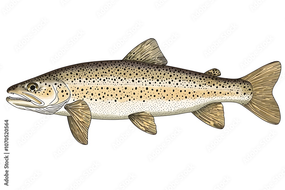 Obraz premium Brown Trout Fish Illustration.