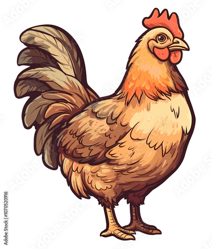 Cartoon sticker of Domestic chicken