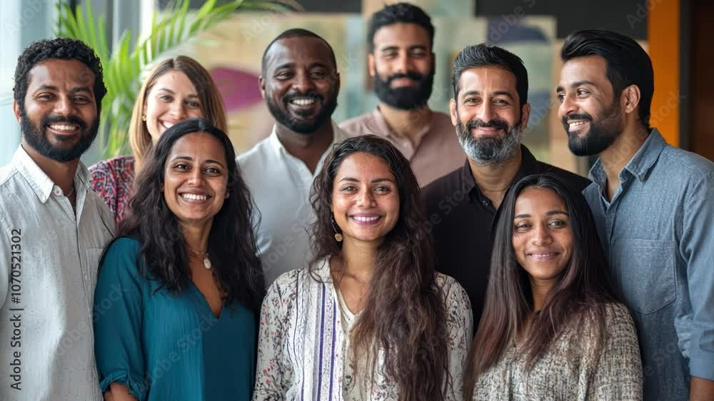 Multi ethnic group of people smiling for photo The scene is happy and friendly. Multi ethnic group of people smiling for photo The scene is happy and friendly.