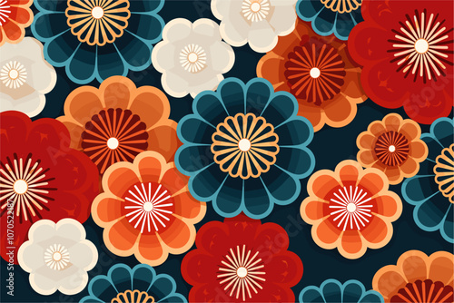 Abstract colorful background with flowers texture pattern