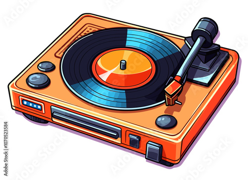 Cartoon sticker of a vintage record player