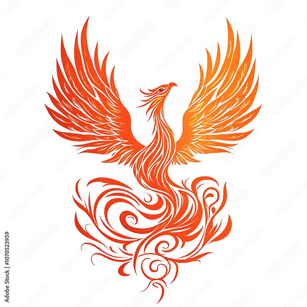 Fototapeta premium Fiery Phoenix with swirling details.