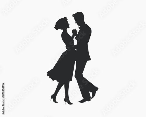 Silhouette of a couple dancing gracefully, capturing the elegance and romance of the moment.