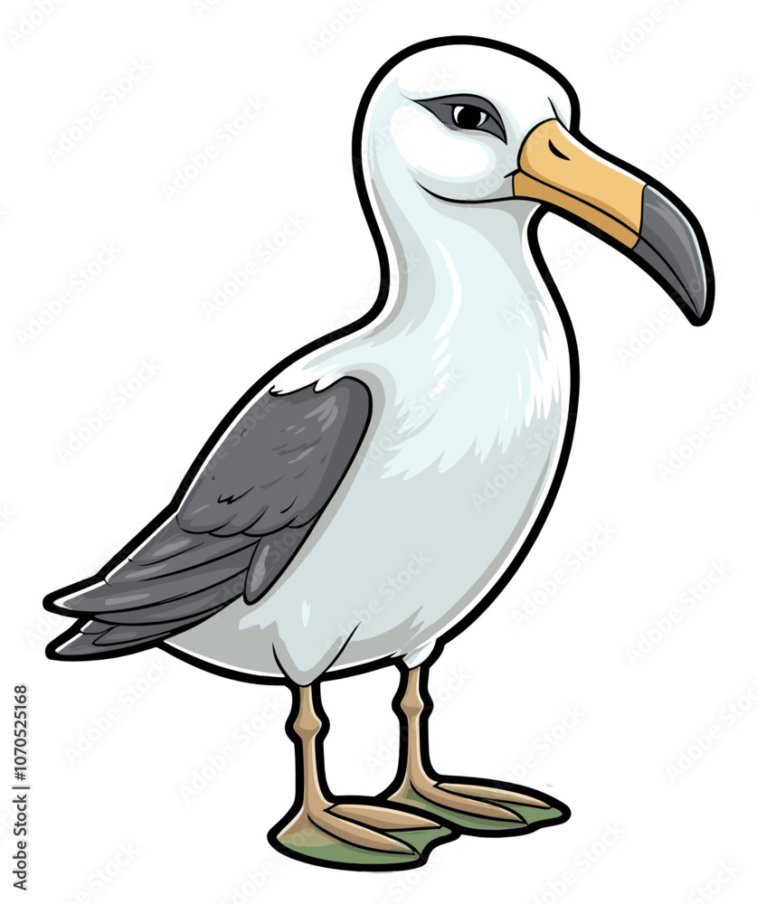 Cartoon sticker of Albatross over white background Cartoon sticker of Albatross over white background