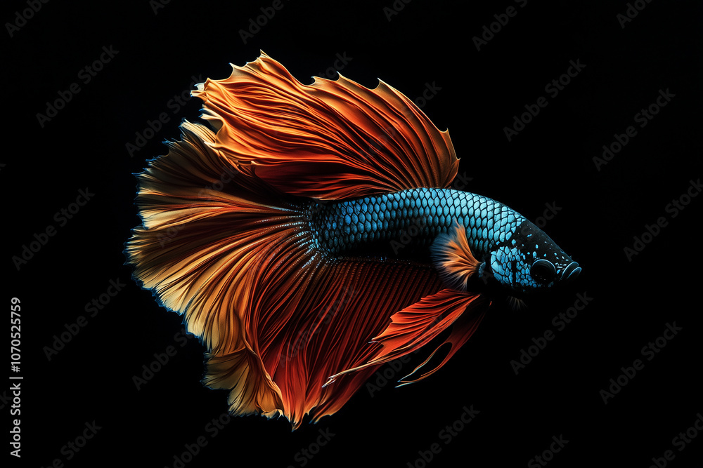 Fototapeta premium Dancing betta fish on dark background
