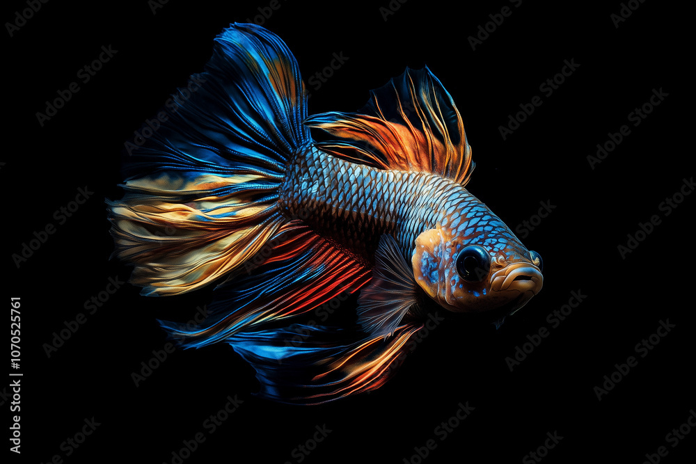 Fototapeta premium Dancing betta fish on dark background