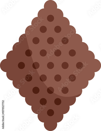 Tasty looking square chocolate cracker with dots is sitting on a white background