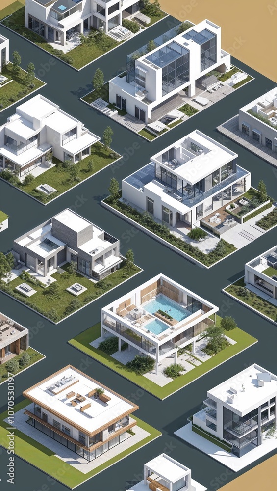 Architectural renderings and visualizations in illustration background