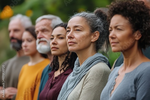 Diverse group of people in contemplation